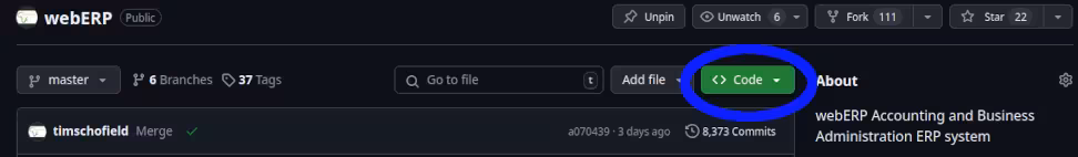 screenshot of github webpage